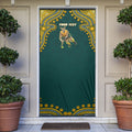 Personalized Kookaburras Field Hockey Kangaroo Door Cover Indigenous Australian Dot Art Style In Green And Gold