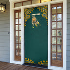 Personalized Kookaburras Field Hockey Kangaroo Door Cover Indigenous Australian Dot Art Style In Green And Gold