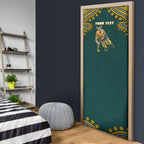 Personalized Kookaburras Field Hockey Kangaroo Door Cover Indigenous Australian Dot Art Style In Green And Gold
