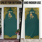 Personalized Kookaburras Field Hockey Kangaroo Door Cover Indigenous Australian Dot Art Style In Green And Gold
