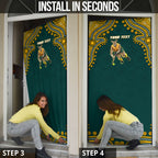 Personalized Kookaburras Field Hockey Kangaroo Door Cover Indigenous Australian Dot Art Style In Green And Gold