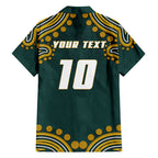 Personalized Kookaburras Field Hockey Kangaroo Family Matching Mermaid Dress and Hawaiian Shirt Indigenous Australian Dot Art Style In Green And Gold