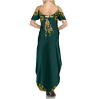 Personalized Kookaburras Field Hockey Kangaroo Family Matching Summer Maxi Dress and Hawaiian Shirt Indigenous Australian Dot Art Style In Green And Gold