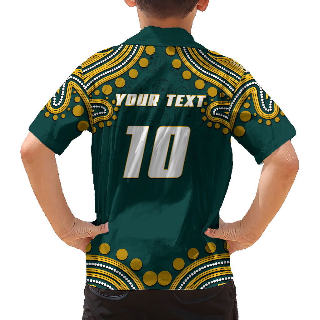 Personalized Kookaburras Field Hockey Kangaroo Family Matching Tank Maxi Dress and Hawaiian Shirt Indigenous Australian Dot Art Style In Green And Gold