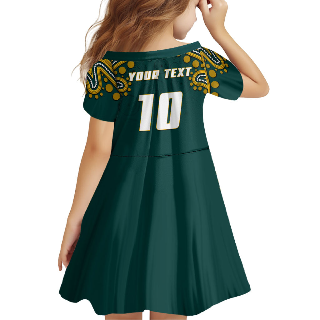 Personalized Kookaburras Field Hockey Kangaroo Family Matching Tank Maxi Dress and Hawaiian Shirt Indigenous Australian Dot Art Style In Green And Gold