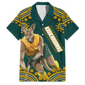 Personalized Kookaburras Field Hockey Kangaroo Family Matching Tank Maxi Dress and Hawaiian Shirt Indigenous Australian Dot Art Style In Green And Gold