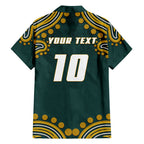 Personalized Kookaburras Field Hockey Kangaroo Family Matching Tank Maxi Dress and Hawaiian Shirt Indigenous Australian Dot Art Style In Green And Gold
