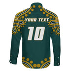 Personalized Kookaburras Field Hockey Kangaroo Family Matching Tank Maxi Dress and Hawaiian Shirt Indigenous Australian Dot Art Style In Green And Gold