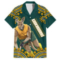 Personalized Kookaburras Field Hockey Kangaroo Hawaiian Shirt Indigenous Australian Dot Art Style In Green And Gold