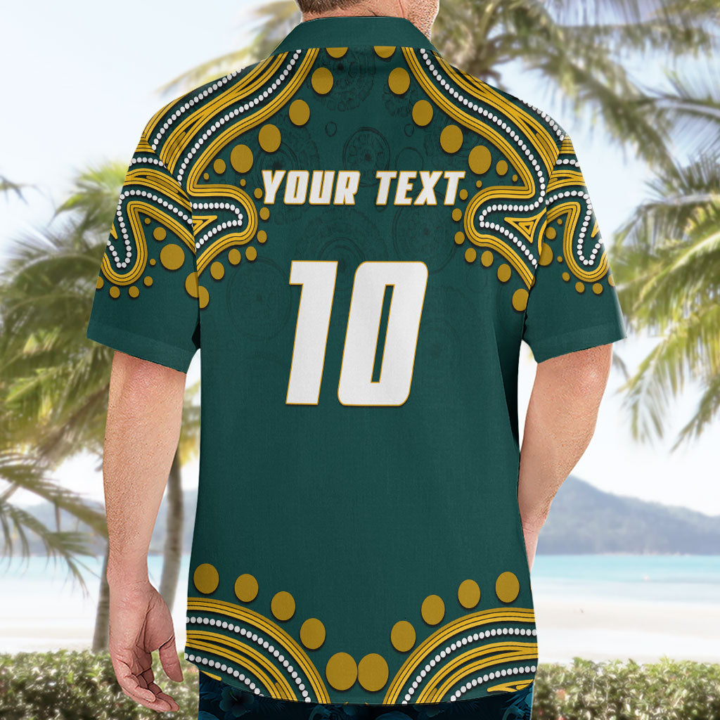 Personalized Kookaburras Field Hockey Kangaroo Hawaiian Shirt Indigenous Australian Dot Art Style In Green And Gold