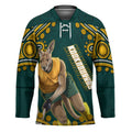 Personalized Kookaburras Field Hockey Kangaroo Hockey Jersey Indigenous Australian Dot Art Style In Green And Gold