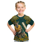 Personalized Kookaburras Field Hockey Kangaroo Kid T Shirt Indigenous Australian Dot Art Style In Green And Gold