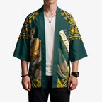 Personalized Kookaburras Field Hockey Kangaroo Kimono Indigenous Australian Dot Art Style In Green And Gold
