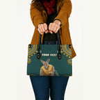 Personalized Kookaburras Field Hockey Kangaroo Leather Bag Indigenous Australian Dot Art Style In Green And Gold