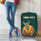 Personalized Kookaburras Field Hockey Kangaroo Luggage Cover Indigenous Australian Dot Art Style In Green And Gold