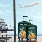 Personalized Kookaburras Field Hockey Kangaroo Luggage Cover Indigenous Australian Dot Art Style In Green And Gold