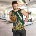 Personalized Kookaburras Field Hockey Kangaroo Men Tank Top Indigenous Australian Dot Art Style In Green And Gold