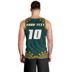 Personalized Kookaburras Field Hockey Kangaroo Men Tank Top Indigenous Australian Dot Art Style In Green And Gold