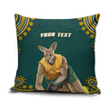 Personalized Kookaburras Field Hockey Kangaroo Pillow Cover Indigenous Australian Dot Art Style In Green And Gold