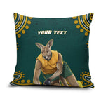 Personalized Kookaburras Field Hockey Kangaroo Pillow Cover Indigenous Australian Dot Art Style In Green And Gold