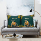 Personalized Kookaburras Field Hockey Kangaroo Pillow Cover Indigenous Australian Dot Art Style In Green And Gold