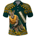 Personalized Kookaburras Field Hockey Kangaroo Polo Shirt Indigenous Australian Dot Art Style In Green And Gold