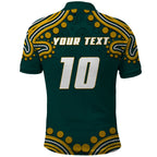 Personalized Kookaburras Field Hockey Kangaroo Polo Shirt Indigenous Australian Dot Art Style In Green And Gold