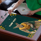 Personalized Kookaburras Field Hockey Kangaroo Puzzle Indigenous Australian Dot Art Style In Green And Gold