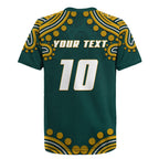 Personalized Kookaburras Field Hockey Kangaroo Rugby Jersey Indigenous Australian Dot Art Style In Green And Gold