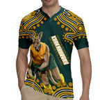 Personalized Kookaburras Field Hockey Kangaroo Rugby Jersey Indigenous Australian Dot Art Style In Green And Gold