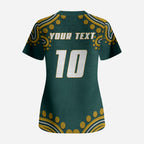Personalized Kookaburras Field Hockey Kangaroo Scrub Top Indigenous Australian Dot Art Style In Green And Gold