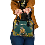 Personalized Kookaburras Field Hockey Kangaroo Shoulder Handbag Indigenous Australian Dot Art Style In Green And Gold