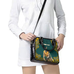 Personalized Kookaburras Field Hockey Kangaroo Shoulder Handbag Indigenous Australian Dot Art Style In Green And Gold