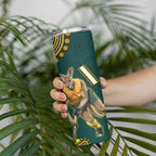 Personalized Kookaburras Field Hockey Kangaroo Skinny Tumbler Indigenous Australian Dot Art Style In Green And Gold
