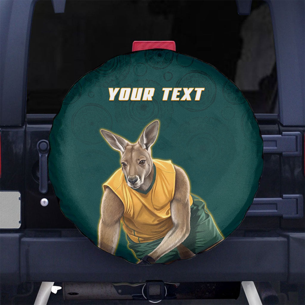 Personalized Kookaburras Field Hockey Kangaroo Spare Tire Cover Indigenous Australian Dot Art Style In Green And Gold