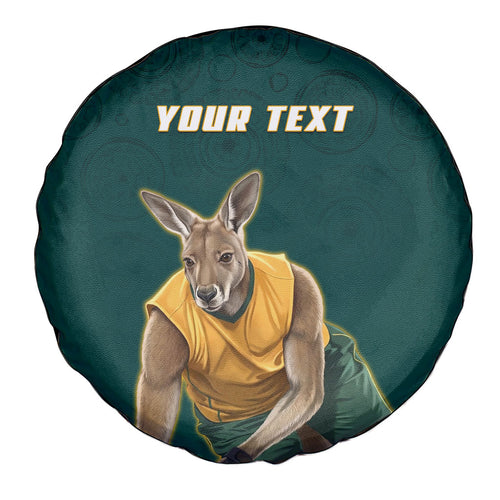 Personalized Kookaburras Field Hockey Kangaroo Spare Tire Cover Indigenous Australian Dot Art Style In Green And Gold
