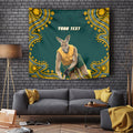 Personalized Kookaburras Field Hockey Kangaroo Tapestry Indigenous Australian Dot Art Style In Green And Gold