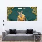 Personalized Kookaburras Field Hockey Kangaroo Tapestry Indigenous Australian Dot Art Style In Green And Gold