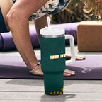 Personalized Kookaburras Field Hockey Kangaroo Tumbler With Handle Indigenous Australian Dot Art Style In Green And Gold