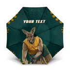 Personalized Kookaburras Field Hockey Kangaroo Umbrella Indigenous Australian Dot Art Style In Green And Gold