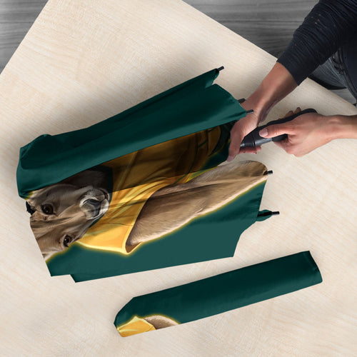 Personalized Kookaburras Field Hockey Kangaroo Umbrella Indigenous Australian Dot Art Style In Green And Gold