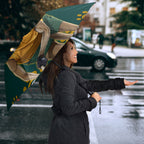 Personalized Kookaburras Field Hockey Kangaroo Umbrella Indigenous Australian Dot Art Style In Green And Gold