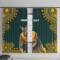 Personalized Kookaburras Field Hockey Kangaroo Window Curtain Indigenous Australian Dot Art Style In Green And Gold