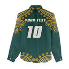 Personalized Kookaburras Field Hockey Kangaroo Women Casual Shirt Indigenous Australian Dot Art Style In Green And Gold