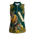 Personalized Kookaburras Field Hockey Kangaroo Women Sleeveless Polo Shirt Indigenous Australian Dot Art Style In Green And Gold