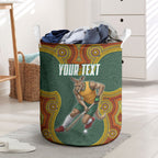 Personalized Kookaburras Field Hockey Laundry Basket Kangaroo Australian Indigenous Dot Art Style With Vibrant Sun Patterns
