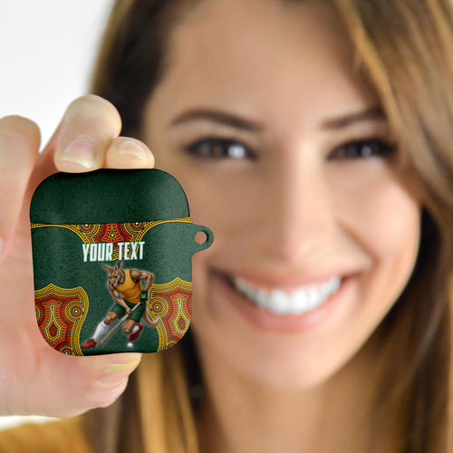 Personalized Kookaburras Field Hockey AirPods Case Kangaroo Australian Indigenous Dot Art Style With Vibrant Sun Patterns