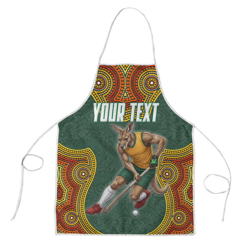 Personalized Kookaburras Field Hockey Apron Kangaroo Australian Indigenous Dot Art Style With Vibrant Sun Patterns