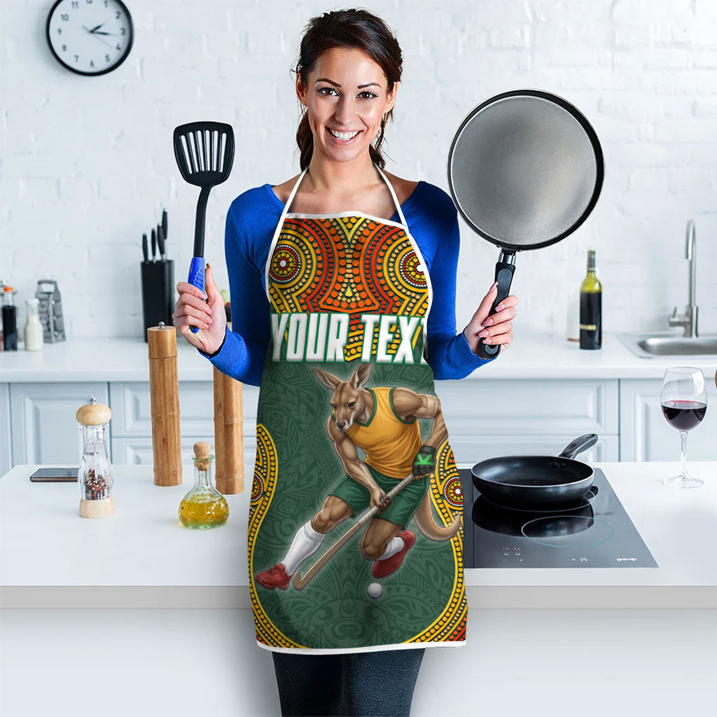 Personalized Kookaburras Field Hockey Apron Kangaroo Australian Indigenous Dot Art Style With Vibrant Sun Patterns