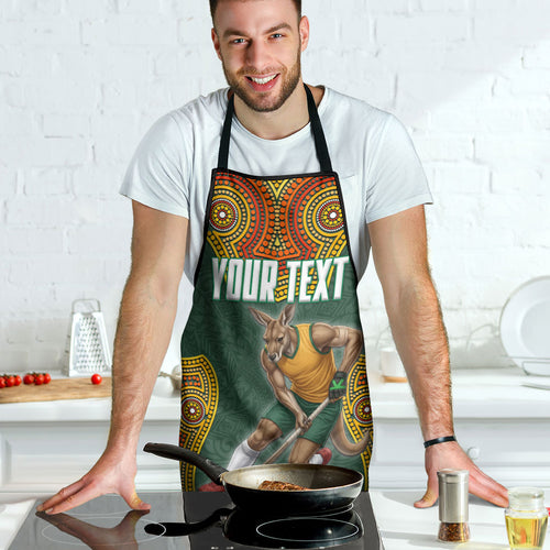 Personalized Kookaburras Field Hockey Apron Kangaroo Australian Indigenous Dot Art Style With Vibrant Sun Patterns